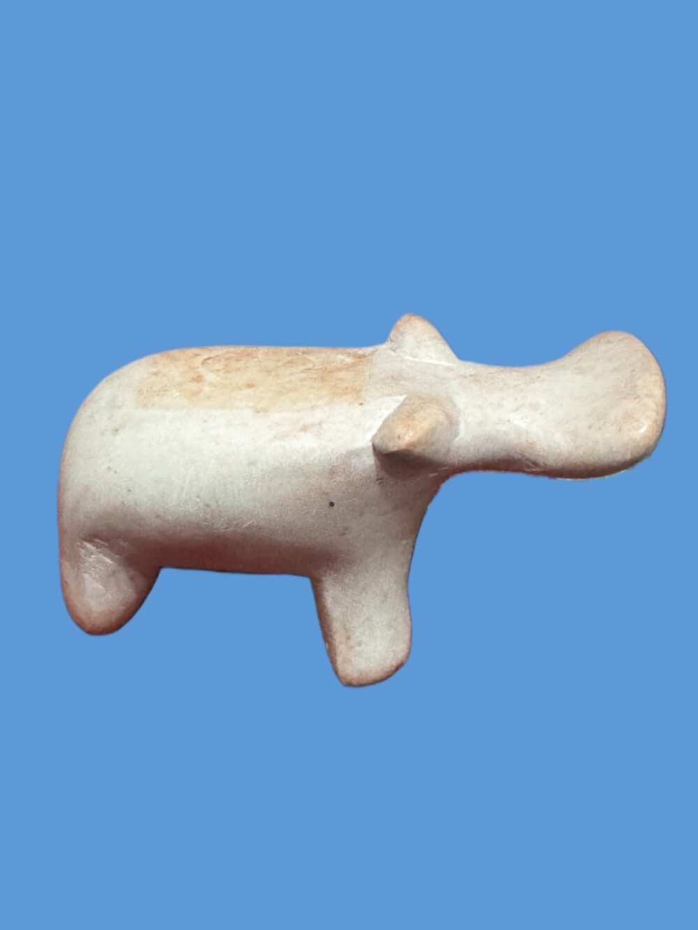 Kenyan Hand Carved African Soapstone Abstract Hippopotamus Mini Figurine